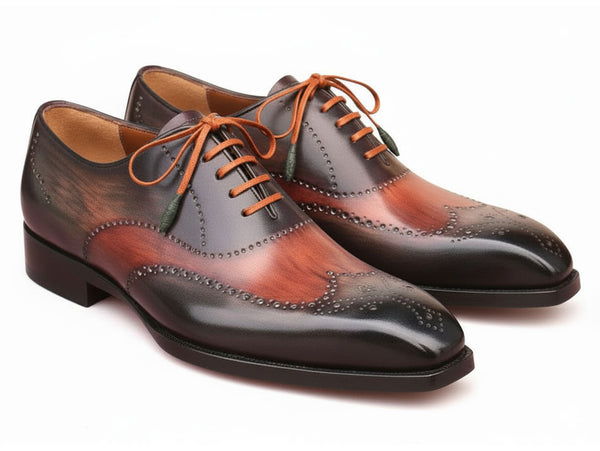 Paul Parkman Men's Goodyear Welted Wingtip Oxford Shoes Green & Brown (ID#E271)