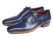 Paul Parkman Men's Captoe Navy Blue Hand Painted Oxfords (ID#5032-NAVY)