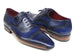 Paul Parkman Men's Captoe Navy Blue Hand Painted Oxfords (ID#5032-NAVY)