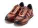 Paul Parkman Men's Brown Burnished Textured Leather Sneakers (ID#LB704CML)