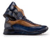 Paul Parkman Men's Blue & Camel Patina Leather Sneakers (ID#LS406BCL)