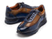 Paul Parkman Men's Blue & Camel Patina Leather Sneakers (ID#LS406BCL)