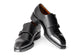 Paul Parkman Triple Leather Sole Hand-Welted Cap Toe Monkstraps Black (ID#LX75MNK)