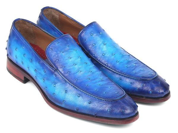 Paul Parkman Genuine Ostrich Loafers Ocean Blue (ID#73954-BLU)