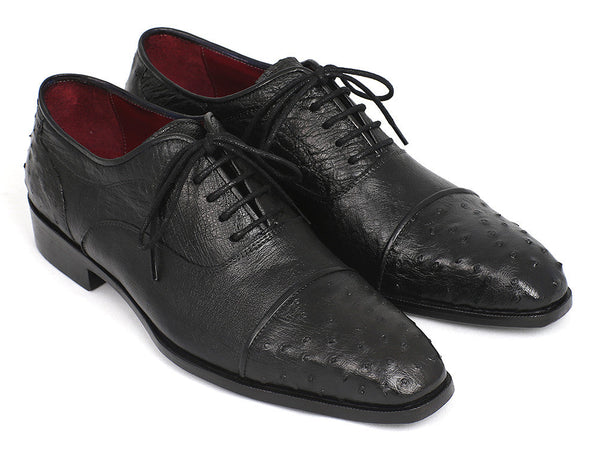 Paul Parkman Men's Genuine Ostrich Captoe Oxfords Black (ID#24XS-BLK)