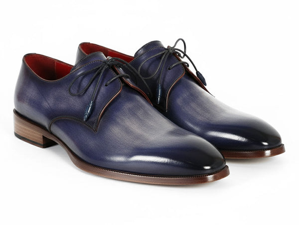 Paul Parkman Men's Blue & Navy Hand-Painted Derby Shoes (ID#PP2279)