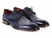Paul Parkman Men's Blue & Navy Hand-Painted Derby Shoes (ID#PP2279)