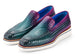 Paul Parkman Men's Smart Casual Woven Leather Loafers Green & Purple (ID#186-WN-GPR)