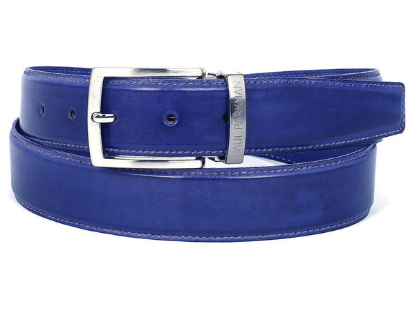 PAUL PARKMAN Men's Leather Belt Hand-Painted Cobalt Blue (ID#B01-BLU)