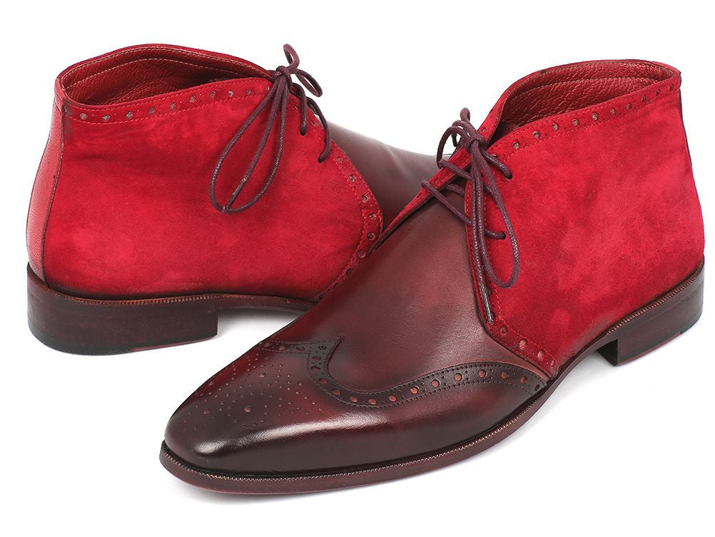 Paul Parkman Men's Chukka Boots Bordeaux Suede & Leather (ID#CK51-BRD)