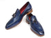Paul Parkman Men's Tassel Loafer Blue Hand Painted Leather (ID#083-BLU)