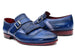 Paul Parkman Kiltie Monkstrap Shoes Dual Tone Blue Leather (ID#12BL78)