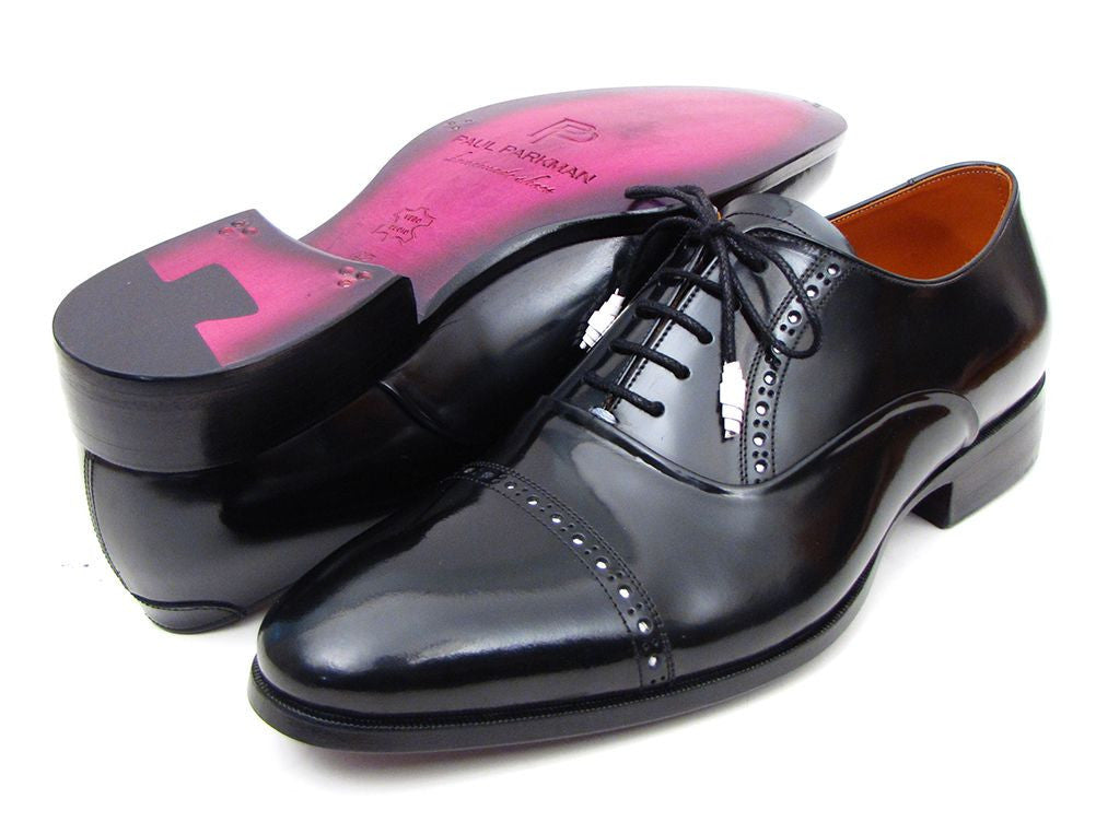 Paul Parkman Men's Captoe Oxfords Black Dress Shoes (ID#78RG61)
