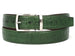 PAUL PARKMAN Men's Crocodile Embossed Calfskin Leather Belt Hand-Painted Green (ID#B02-GRN)