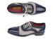 Paul Parkman Men's Captoe Oxfords - Navy / Beige Hand-Painted Suede Upper and Leather Sole (ID#024-BLS)