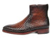 Paul Parkman Brown Burnished Woven Leather Zipper Boots (ID#BT269BRW)