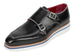 Paul Parkman Men's Smart Casual Monkstrap Shoes Black Leather (ID#189-BLK-LTH)