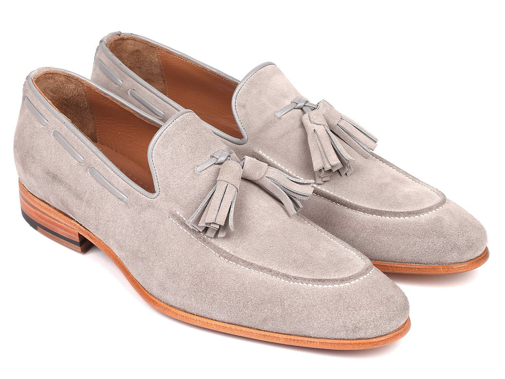 Paul Parkman Men's Tassel Loafers Grey Suede (ID#GRY32FG)