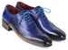 Paul Parkman Blue Leather Oxford Shoes Side Hand-Sewn (ID#018-BLU)