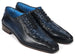 Paul Parkman Navy Croco Textured Leather Bicycle Toe Oxfords (ID#94-214)