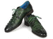 Paul Parkman Men's Green Croco Textured Leather Derby Shoes (ID#1438GRN)