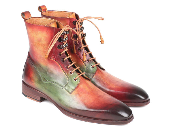 Paul Parkman Men's Green, Camel & Bordeaux Leather Boots (ID#BT533SPR)