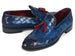 Paul Parkman Men's Big Braided Tassel Loafers Blue (ID#6623-BLU)